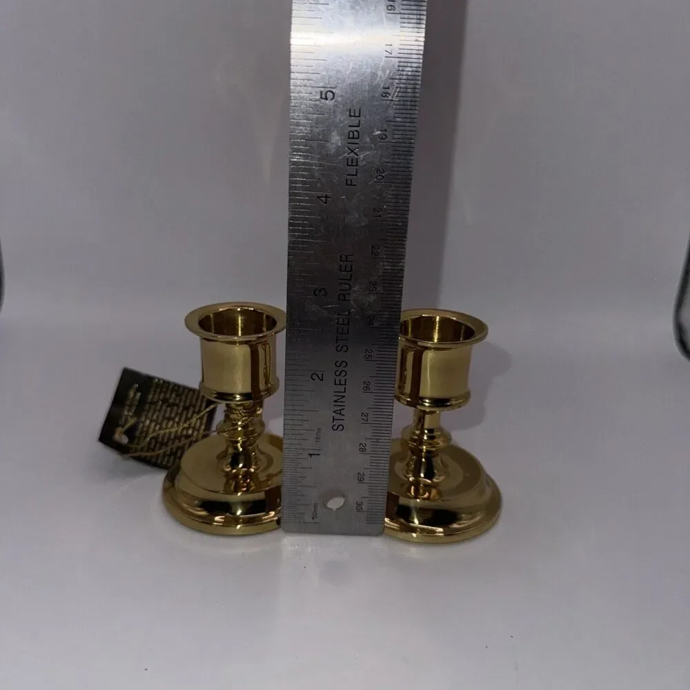 2 Vintage Brass 2.5”H Candle Holders ‘PARTYLITE’ For Tapers Thumb Handles - Picture 5 of 5